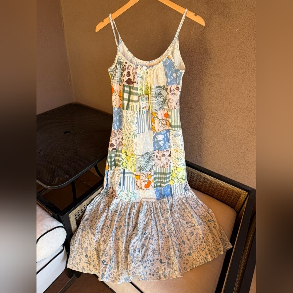 NWT Beau & Ro Patchwork Spaghetti Strap Dress 100… - image 2